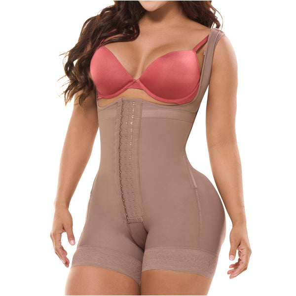 Fajas Salome 233 mocha post-surgery faja colombiana with hook closure, boyshort Colombian shapewear for postpartum recovery f