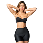 Fajas Salome 020879 black strapless body shaper shorts set, daily Colombian shapewear for women front view