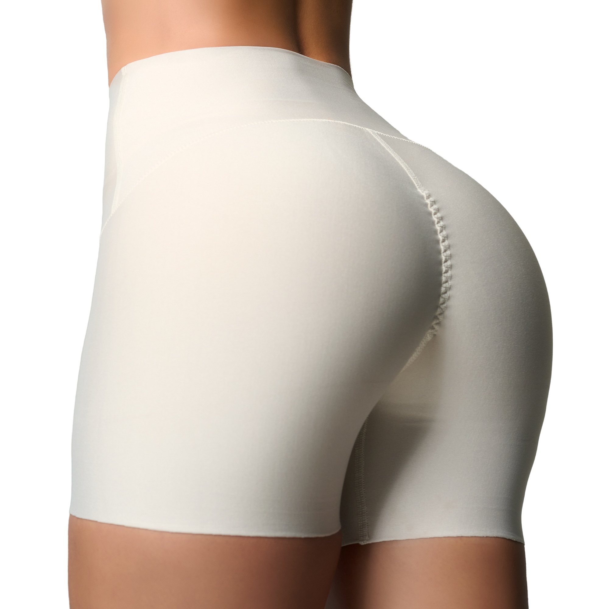 Fajas Salome 020879 cream butt-enhancing boy shorts Colombian shapewear with padded lifting panels back view