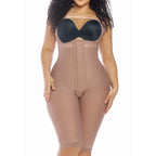 Fajas Salome 232 nude post-surgery faja colombiana with hook closure and knee-length cut, Colombian shapewear front view