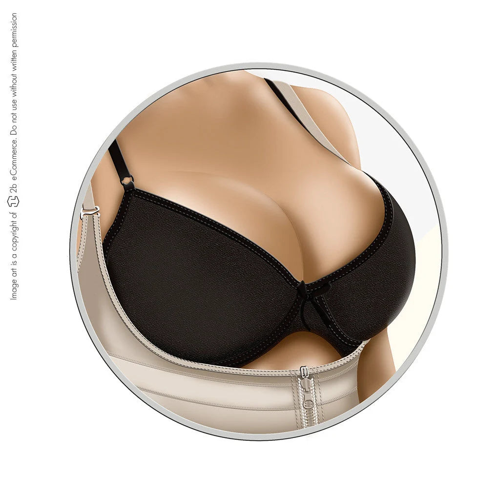 Diane & Geordi DAG-002376 black and nude full-body bodysuit with zipper closure, Colombian shapewear daily body shaper front 