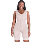 Bling Shapers BLI-553BF beige full-body BBL faja colombiana with hook closure, post-surgery Colombian shapewear front view