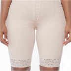 Bling Shapers BLI-941BF beige BBL post-surgery faja colombiana with zipper closure and lace hem, front view compression garme