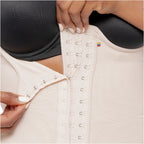 Bling Shapers BLI-941BF beige post-surgery faja colombiana with hook-and-eye front closure, Colombian shapewear BBL recovery 