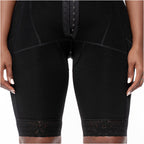 Bling Shapers BLI-941BF black BBL post-surgery faja colombiana with hook closure and lace trim, compression garment front vie