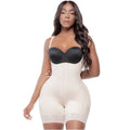 Bling Shapers BLI-T940BF beige BBL faja colombiana with hook closure and lace hem, post-surgery Colombian shapewear front vie