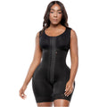Bling Shapers BLI-T942BF black full-body post-surgery faja colombiana with hook closure, BBL Colombian shapewear front view