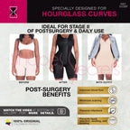 Bling Shapers BLI-553BF black BBL post-surgery faja colombiana with hook closure, Colombian shapewear before and after front