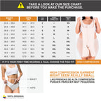 Fajas MyD MYDC5457 beige full-body Colombian shapewear size chart with compression garment fitting guide for women