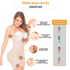 Fajas Salome 216 beige open-bust body shaper with front zipper, Colombian shapewear for curvy women daily use front view