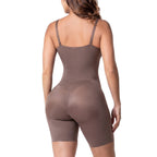Fajas Salome 5501SCM-CAR mocha full-body shaper bodysuit with adjustable straps, Colombian shapewear back view for daily use