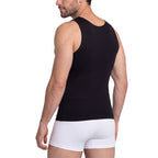 Fajas Salome 9001 black sleeveless tank body shaper back view, Colombian shapewear compression garment for daily use