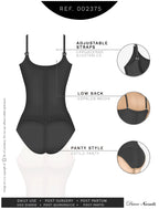 Diane & Geordi 002375 black Colombian shapewear bodysuit with adjustable straps, low back panty-style body shaper back view