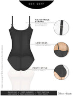 Diane & Geordi 2377 black body shaper bodysuit with adjustable straps, Colombian shapewear for post-surgery daily use back vi