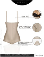 Diane & Geordi 2377 beige open-bust bodysuit faja colombiana with hook closure, Colombian shapewear for post-surgery daily us