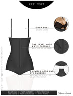 Diane & Geordi 2377 black open bust body shaper with hook closure, Colombian shapewear for post-surgery daily use