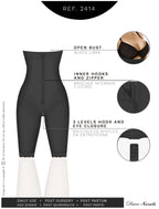 Diane & Geordi 2414 black open-bust Colombian shapewear faja with zipper and 3-level hook crotch closure front view