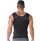 Diane & Geordi DAG-002007 black sleeveless compression body shaper back view, men's Colombian shapewear tank vest