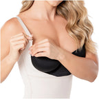 Diane & Geordi DAG-002374 beige seamless body shaper with snap nursing closure, Colombian shapewear with removable black bra 