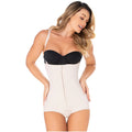 Diane & Geordi DAG-002377 beige open-bust bodysuit shaper with hook closure, Colombian faja seamless body shaper front view