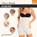 Diane & Geordi 002389 beige boyshort faja colombiana with removable straps and open crotch, Colombian shapewear front view