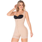 Diane & Geordi DAG-002406 beige open-bust bodysuit with front hooks, Colombian shapewear faja for daily use front view