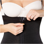 Diane & Geordi DAG-002407 black full-body faja colombiana with front zipper closure, daily Colombian shapewear bodysuit for w
