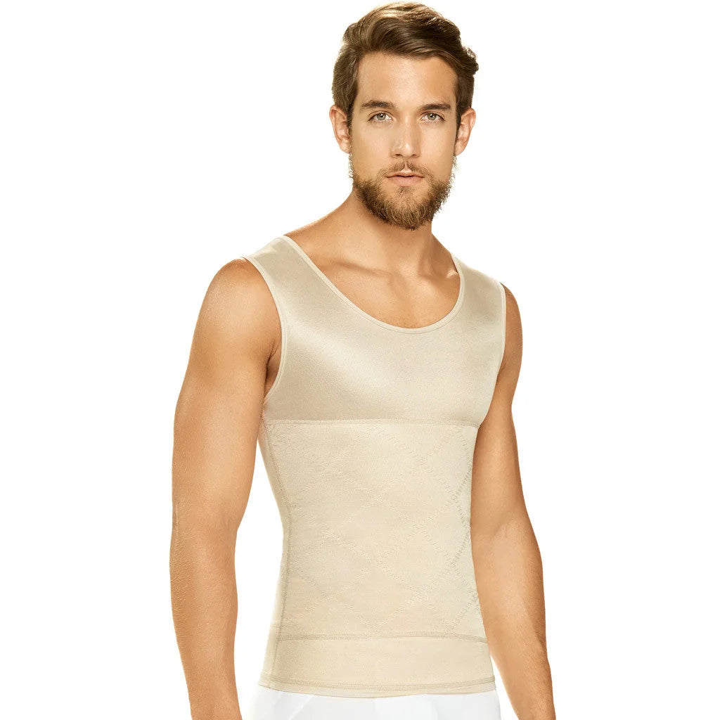 Diane & Geordi DAG-002007 nude sleeveless compression tank Colombian body shaper for men front view