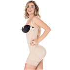 Diane & Geordi DAG-2396 beige full-body Colombian shapewear bodysuit with lace hem and open-bust design, daily faja colombian