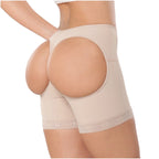 Diane & Geordi DAG-2398F nude butt-lifting Colombian shapewear shorts open back design, seamless faja colombiana back view