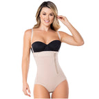 Diane & Geordi DAG-2405F nude open-bust bodysuit with front zipper, daily Colombian shapewear faja for women front view