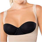 Diane & Geordi DAG-2410 nude seamless body shaper with built-in black bra cups, Colombian shapewear cami front view