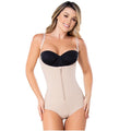 Diane & Geordi DAG-2411 beige open-bust bodysuit with front zipper, daily Colombian shapewear faja for women front view