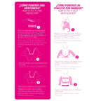 Fajas MyD MYD0004 pink post-surgery faja instruction guide showing chin strap and compression vest Colombian shapewear usage 