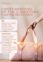 Be Shapy post-surgery recovery kit with BBL pillow and Colombian compression garment accessories for faster healing