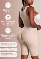 Be Shapy nude BBL-friendly Colombian faja bodysuit with open-butt design, post-surgery compression garment back view