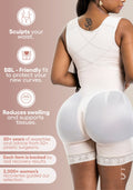 BE SHAPY SON nude BBL-friendly Colombian post-surgery faja bodysuit with open-butt design, compression garment back view