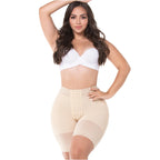 Fajas MyD MYD00428 beige high-waist hook-closure post-surgery faja colombiana compression shorts front view