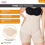 Fajas MyD 0104 beige post-surgery faja with abdominal board, Colombian shapewear shorts front view women