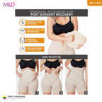 Fajas MyD 0104 beige post-surgery faja with foam pad, Colombian shapewear compression garment how-to guide front view