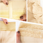 Fajas MyD MYD0323 beige post-surgery faja detail view showing boning channels and hook closure, Colombian shapewear 360 compr