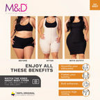 Fajas MyD 0327 beige post-surgery Colombian shapewear faja before after comparison, full-body compression garment with zipper