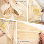 Fajas MyD MYD0766 beige post-surgery faja detail view showing zipper gusset, removable straps, hooks, and silicone lace Colom