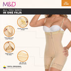 Fajas MyD 0766 beige post-surgery faja colombiana with zipper gusset and removable straps, women's body shaper front view