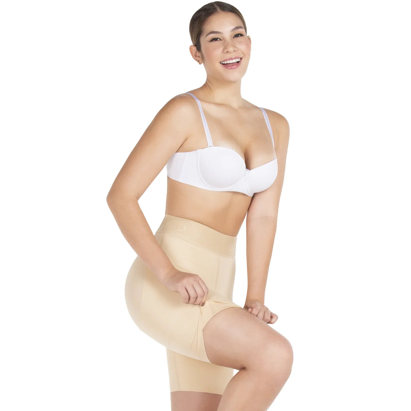 Fajas MyD MYD08324 nude high-waist shaper shorts Colombian shapewear for daily tummy control women side view
