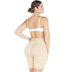 Fajas MyD MYD08324 beige butt-lifting shaper shorts back view, Colombian shapewear with high waist compression for women