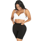 Fajas MyD MYD08324 black shaper shorts Colombian shapewear mid-thigh compression garment lifestyle front view women
