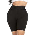 Fajas MyD 08324 black high-waist biker shaper shorts, Colombian shapewear body shaper for women side view