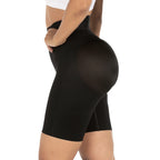 Fajas MyD MYD08324 black butt-lifting shaper shorts side view, Colombian shapewear with high waist compression for women