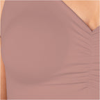 Fajas MyD B0600 dusty rose Colombian shapewear bra top with ruched side detail, body shaper front view